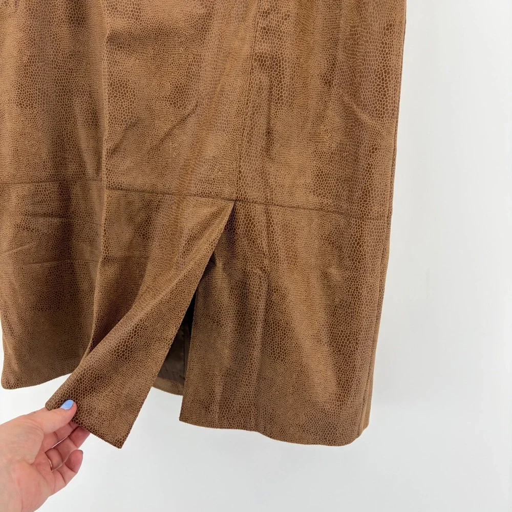 Ruby Rd Womens 16 Brown Skirt Faux Suede‎ Snake Print Pencil Knee Length Lined